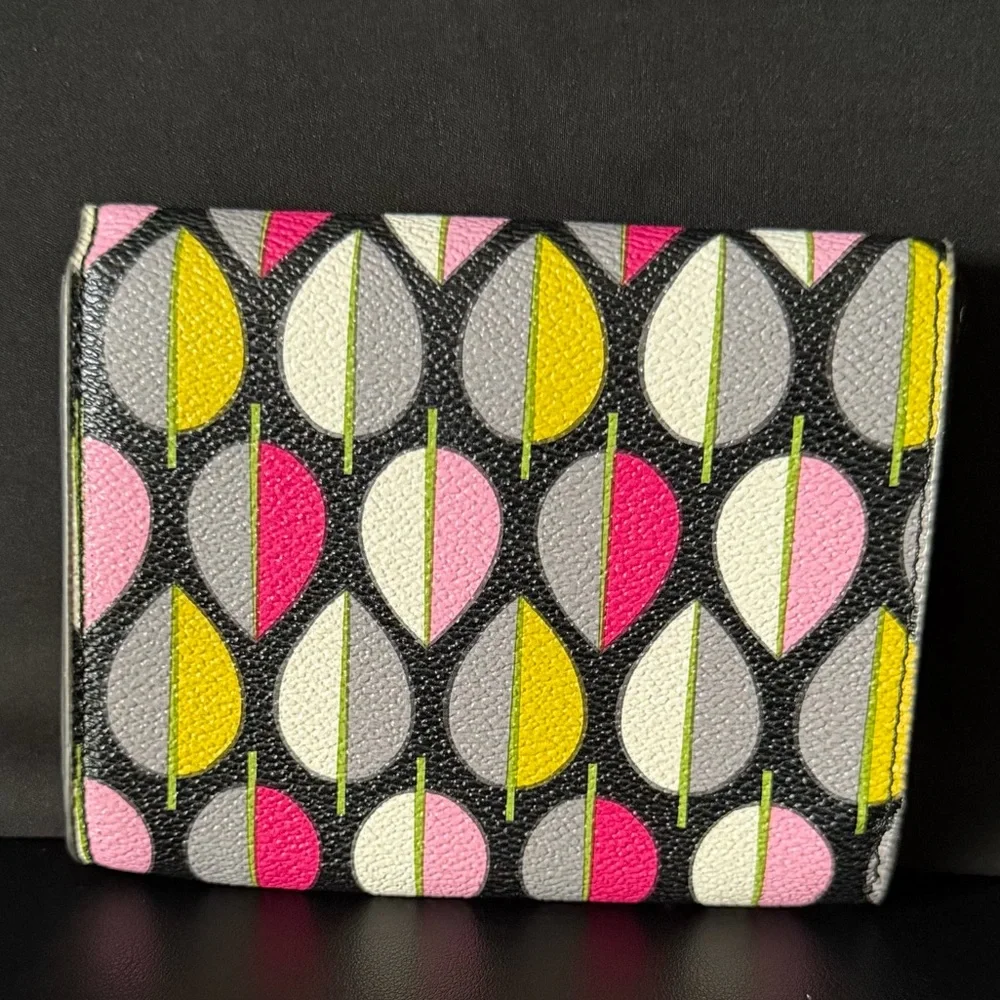 Vera Bradley Leaf Print Snap Billfold Wallet with Zip Coin Purse Coated Canvas - Picture 5 of 11